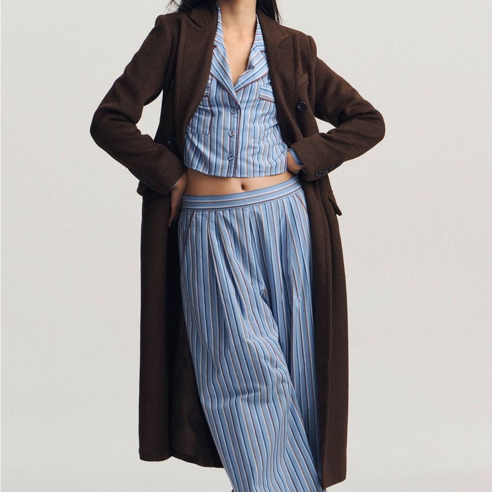 Anthropologie Blue and Brown Striped Pajama Bottoms